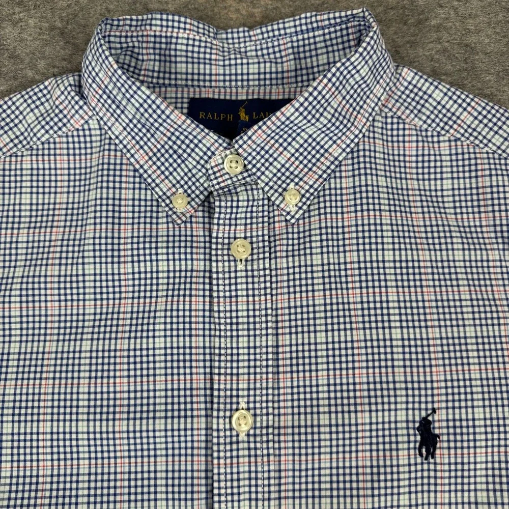 Ralph Lauren Button Down Shirt Check Cotton Boys Large L 14/16